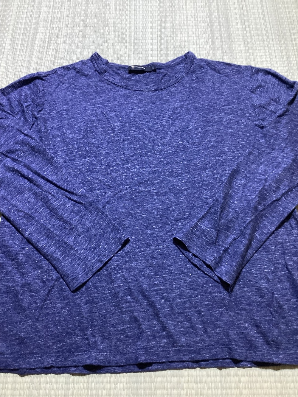 Alexander Wang Linen Heathered Blue Long-Sleeve Crewneck